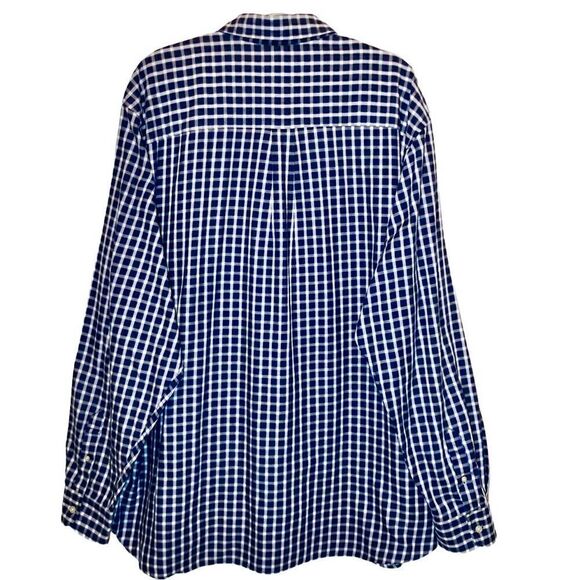 Chaps by Ralph Lauren Easy Care Twill Plaid Shirt in Blue/White Men’s 2XLT - Picture 6 of 9